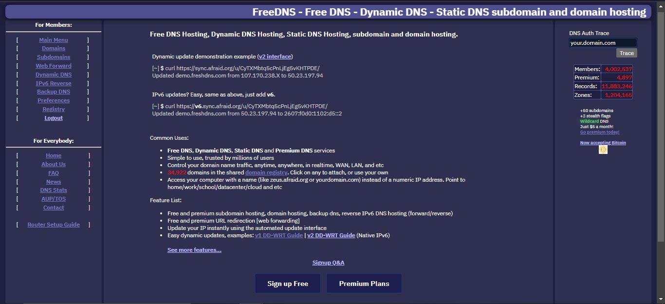 Screenshot of Make FreeDNS pretty!