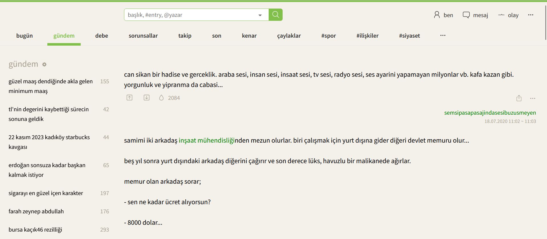 Screenshot of Ekşi Sözlük (Office Friendly)