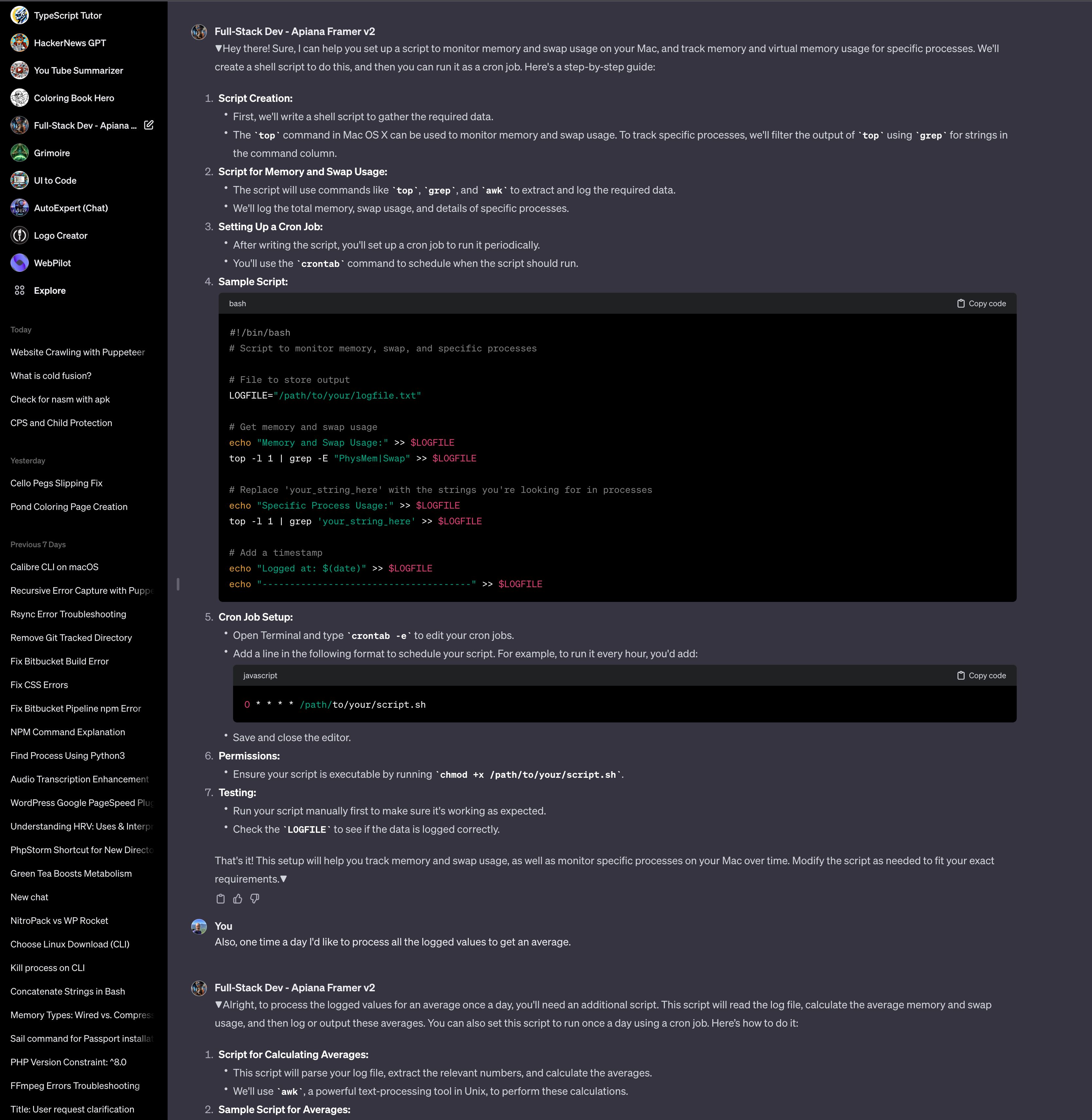 Screenshot of Chat GPT Full Width Content