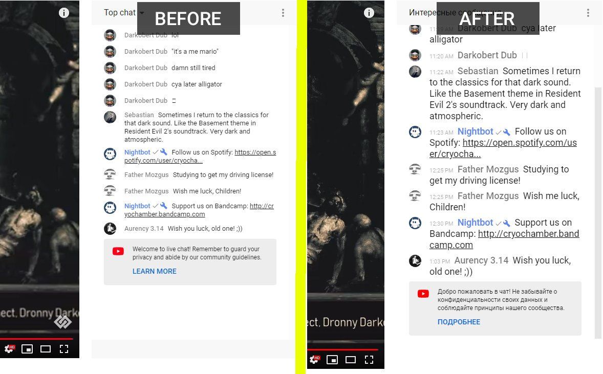 Screenshot of YouTube Live Stream Chat Font Size Enlarger