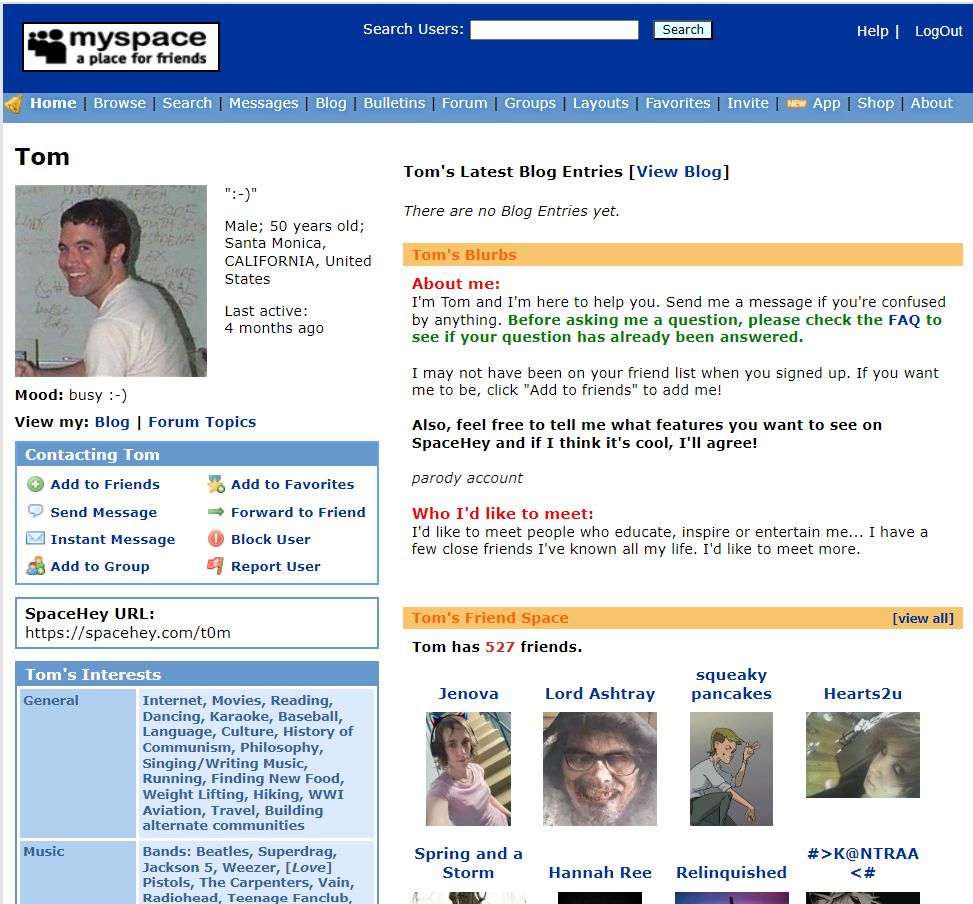 Screenshot of 2005 Myspace [BETA]