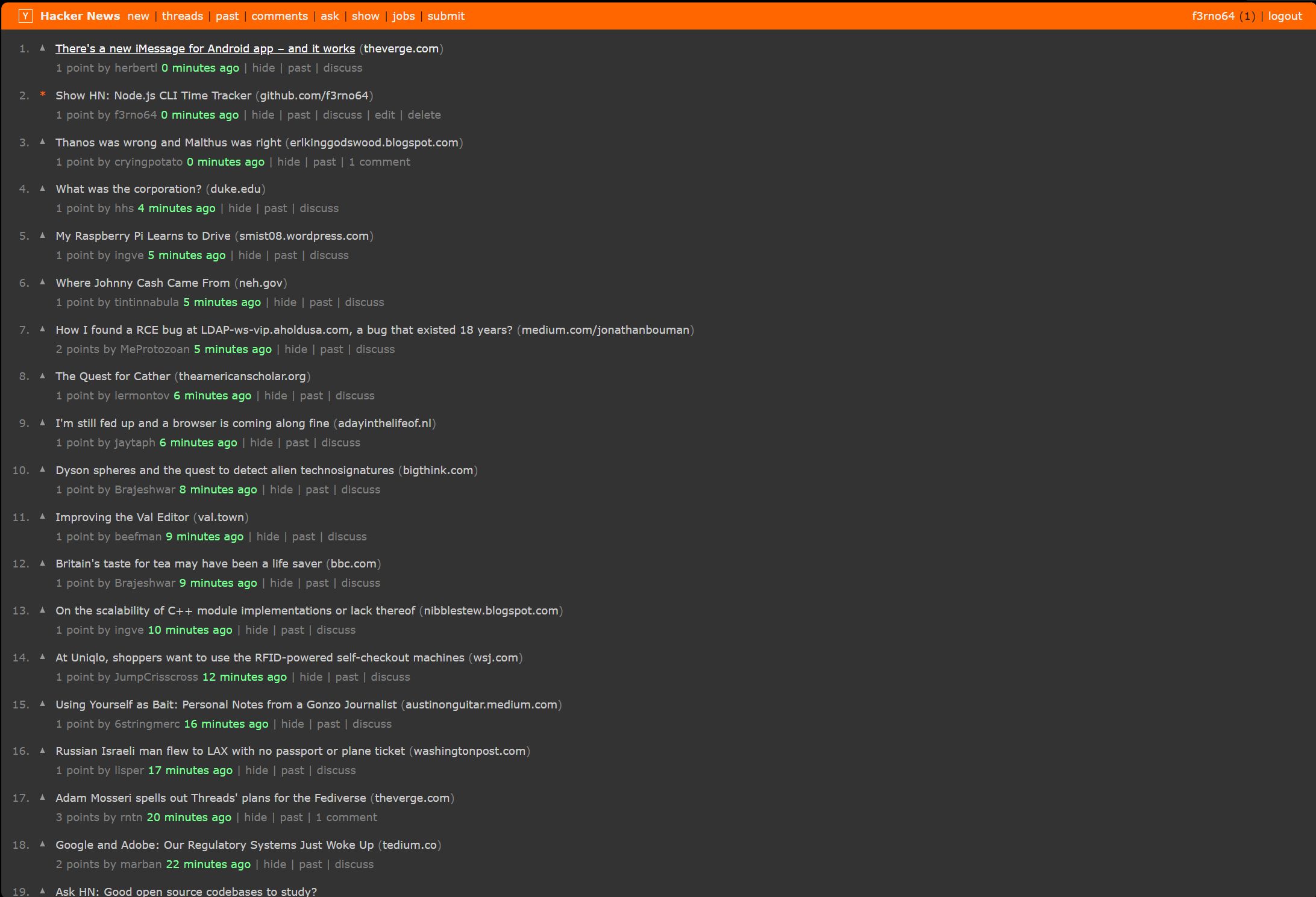 Screenshot of Dark Hacker News