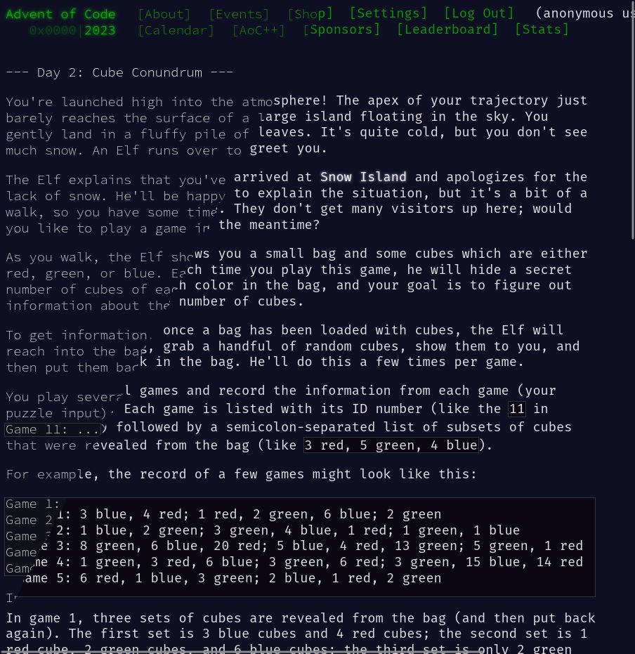 Screenshot of Readable Advent of Code