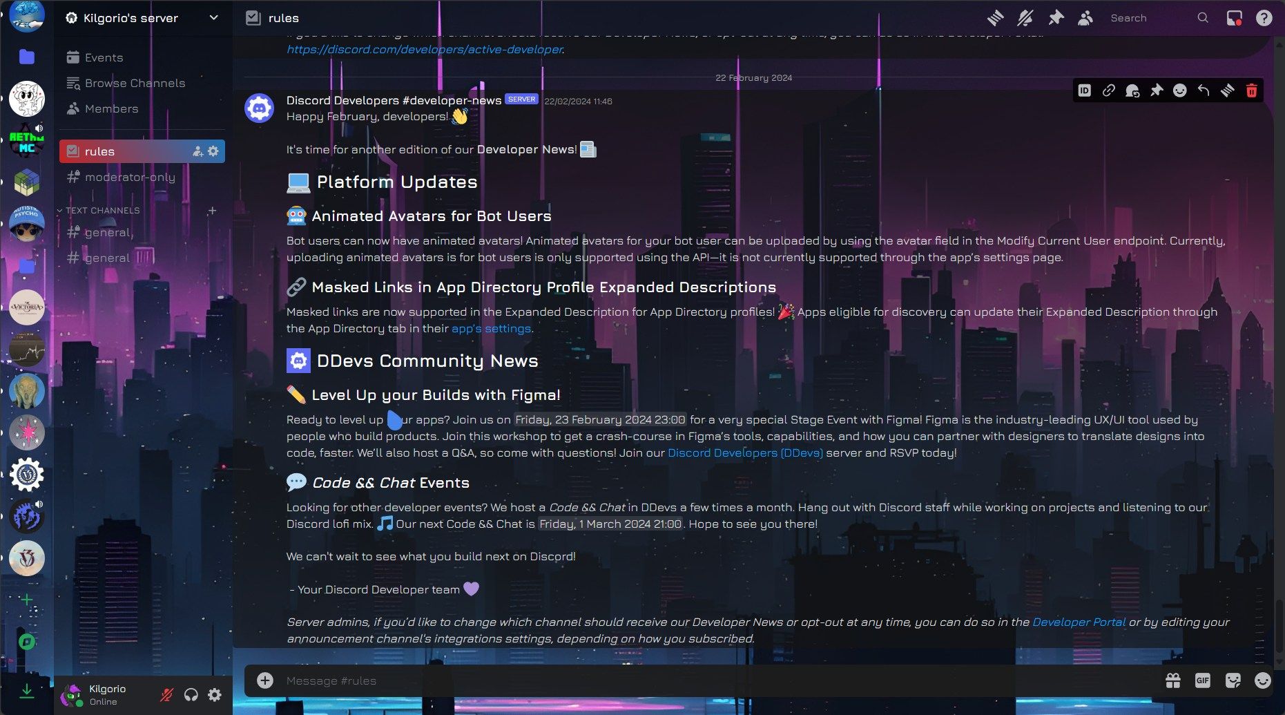 Screenshot of Discord Energy Theme