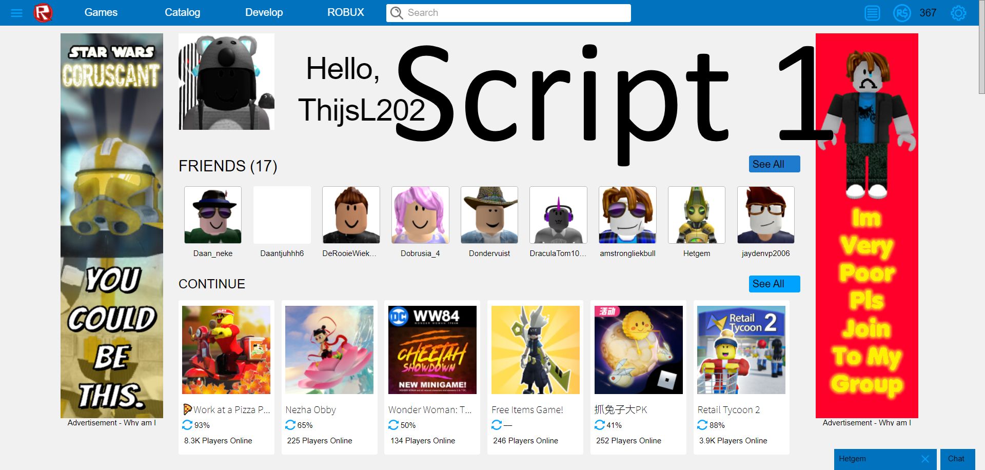 Screenshot of Roblox 2015 look script 1