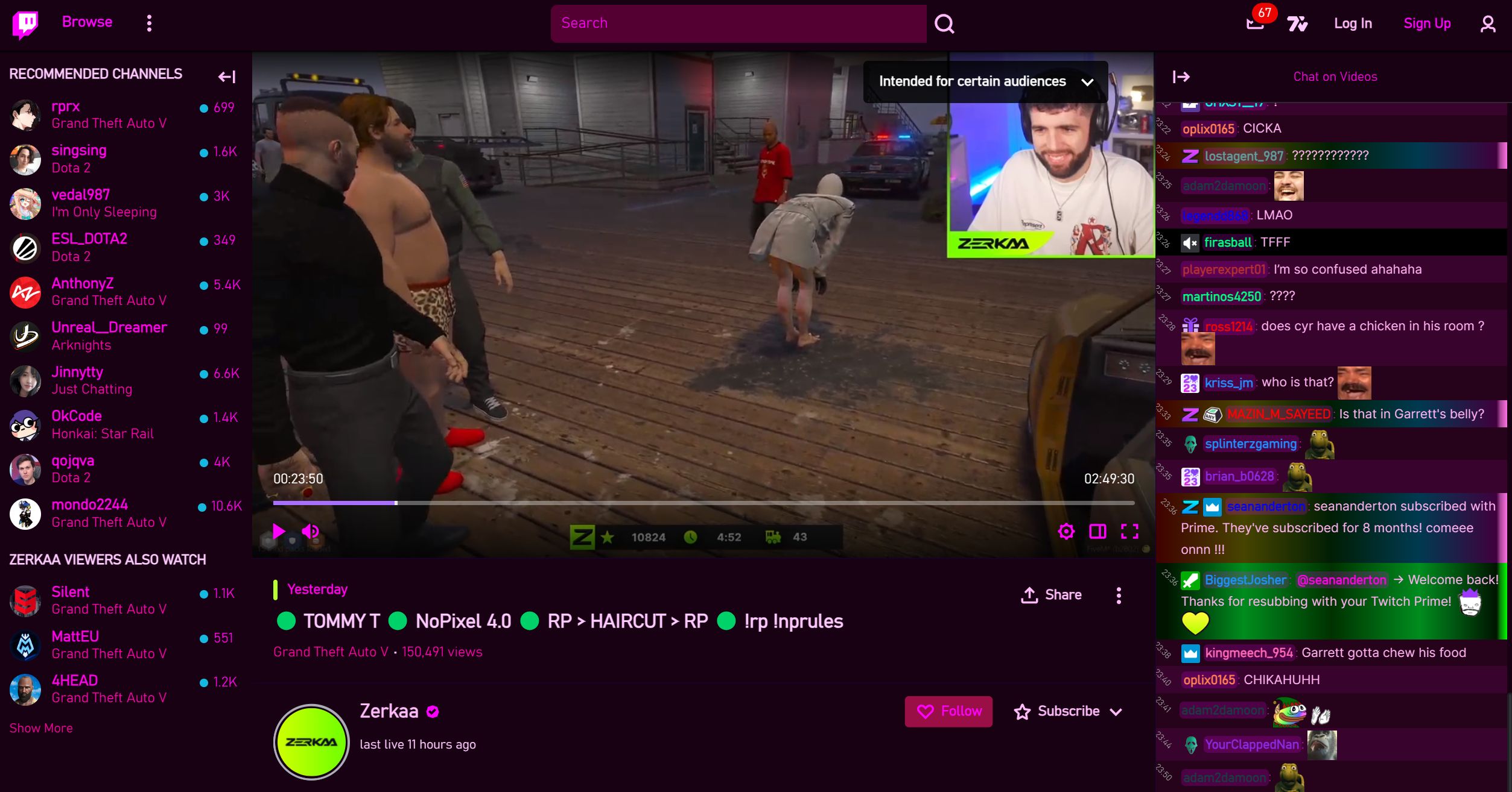 Screenshot of Twitch Chat Alternate