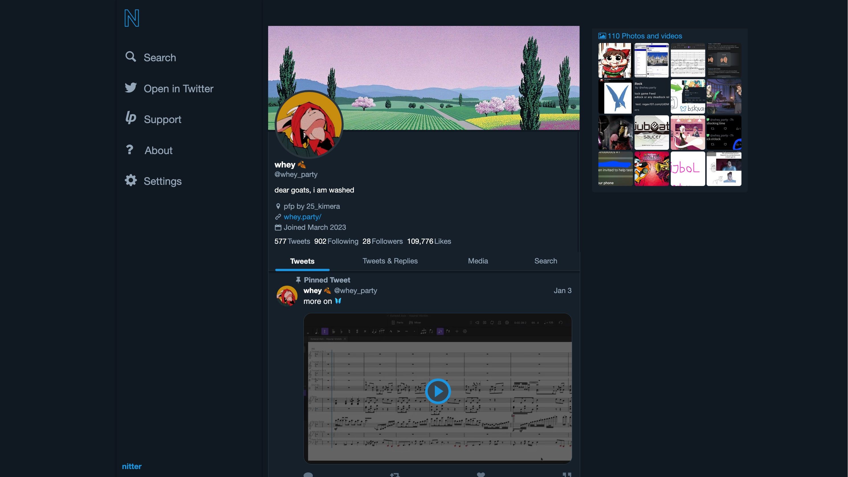 Screenshot of Nitter but it looks more like twitter