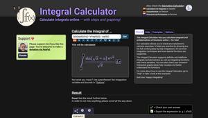 Screenshot of dark mode for integral calculator