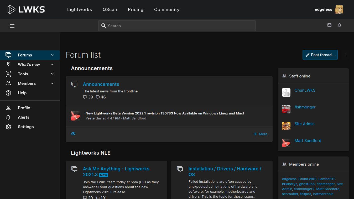 Screenshot of Dark Lightworks Forum