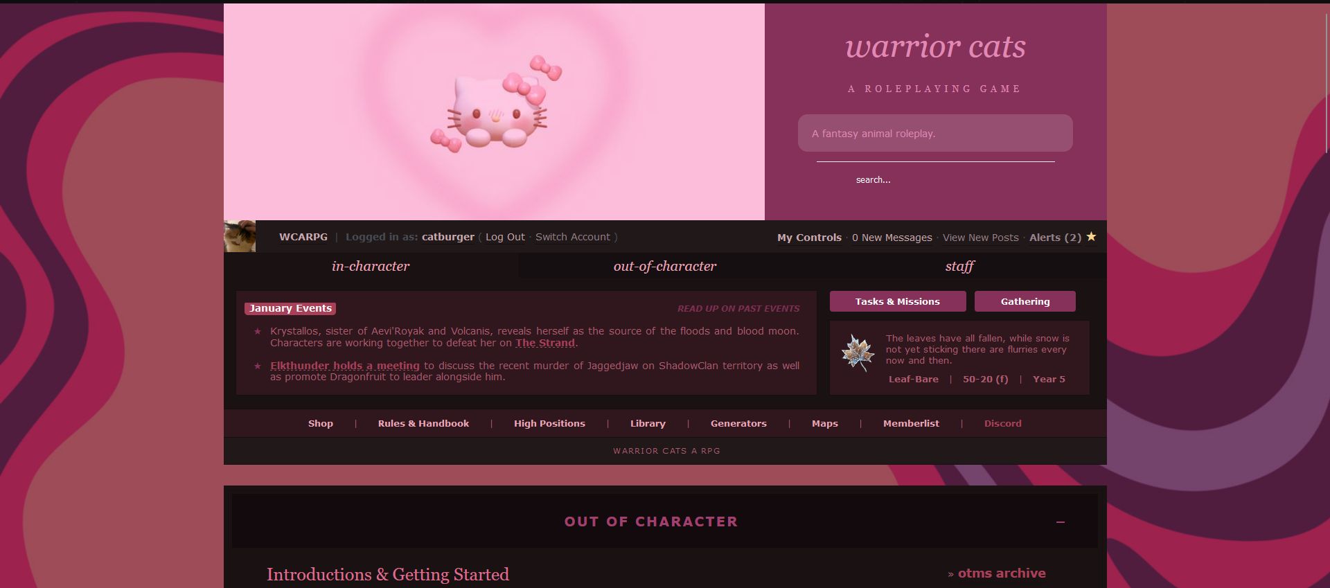 Screenshot of dark pink mode