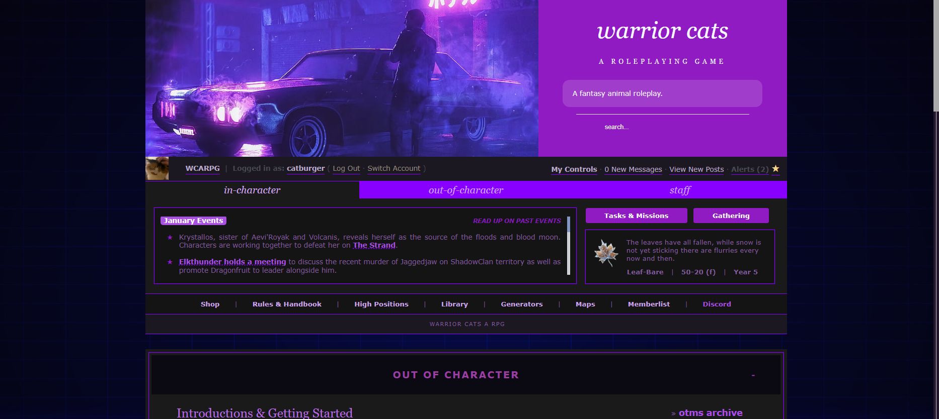 Screenshot of purple dark mode