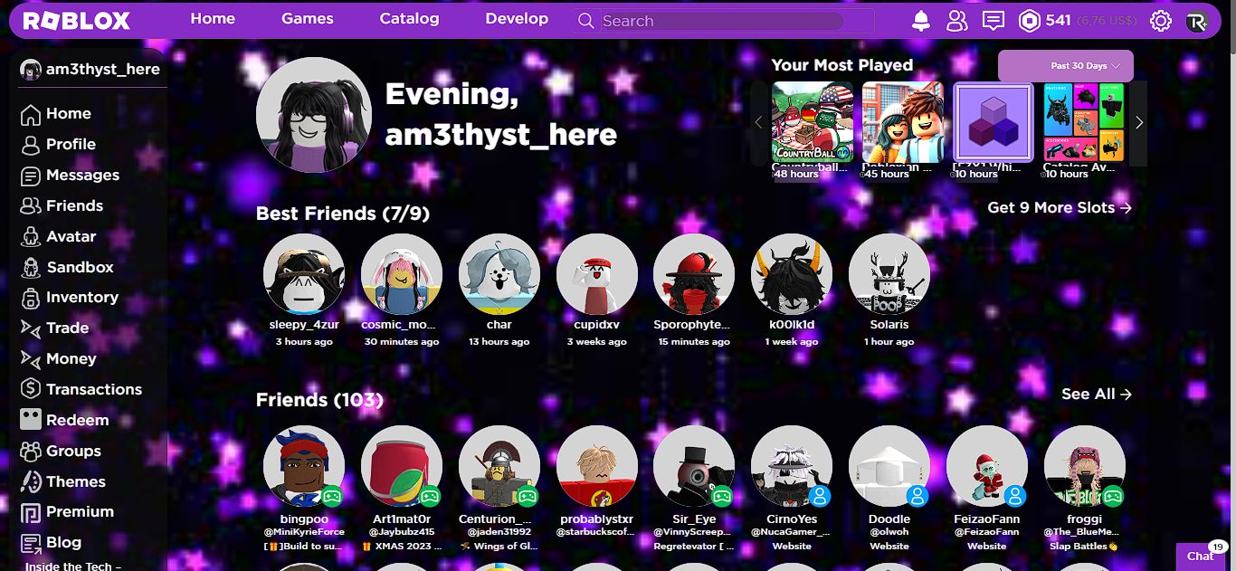 Screenshot of purple stars background for roblox