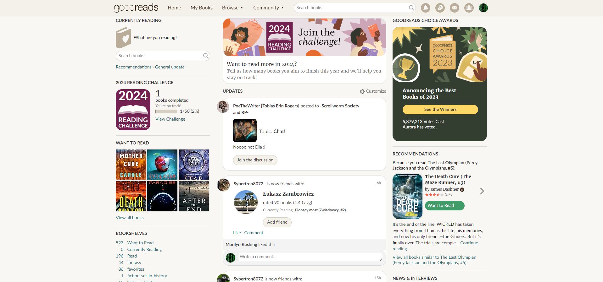 Screenshot of Rounded Goodreads