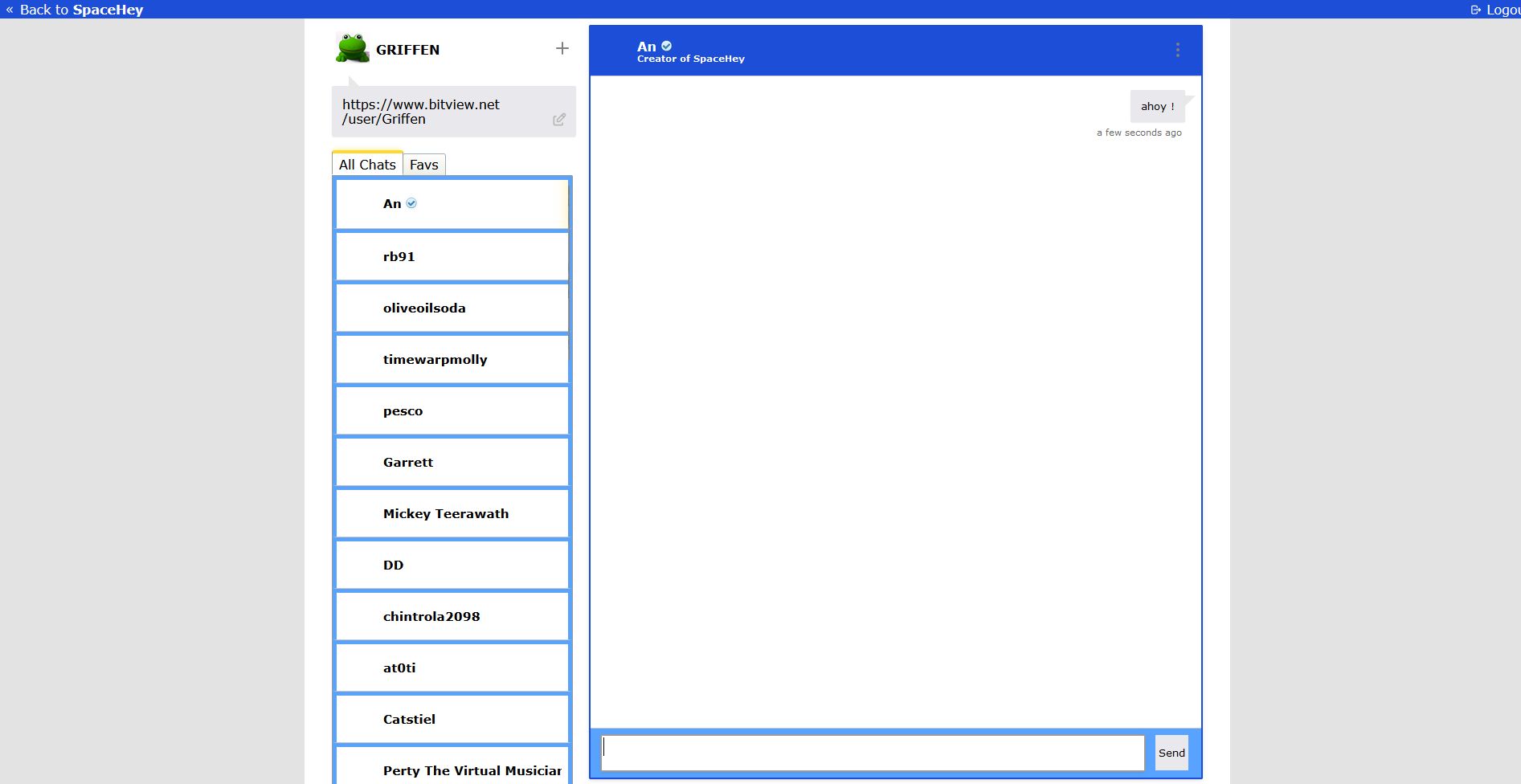 Screenshot of OLD SPACEHEY MESSENGER