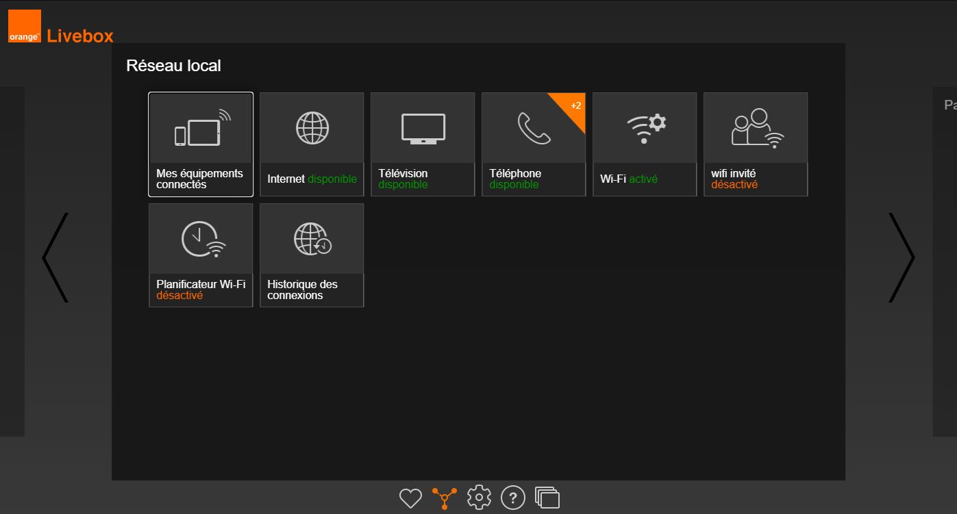 Screenshot of Dark mode for Livebox administration website