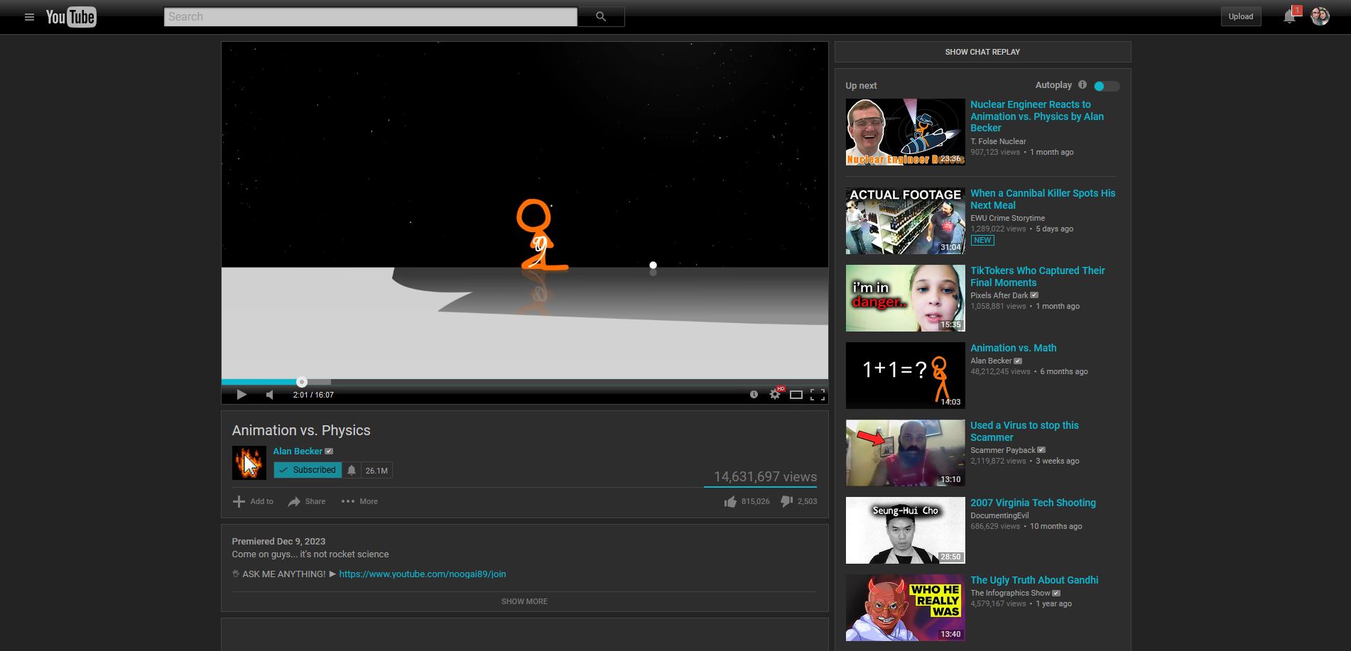 Screenshot of Dark YouTube Rehike