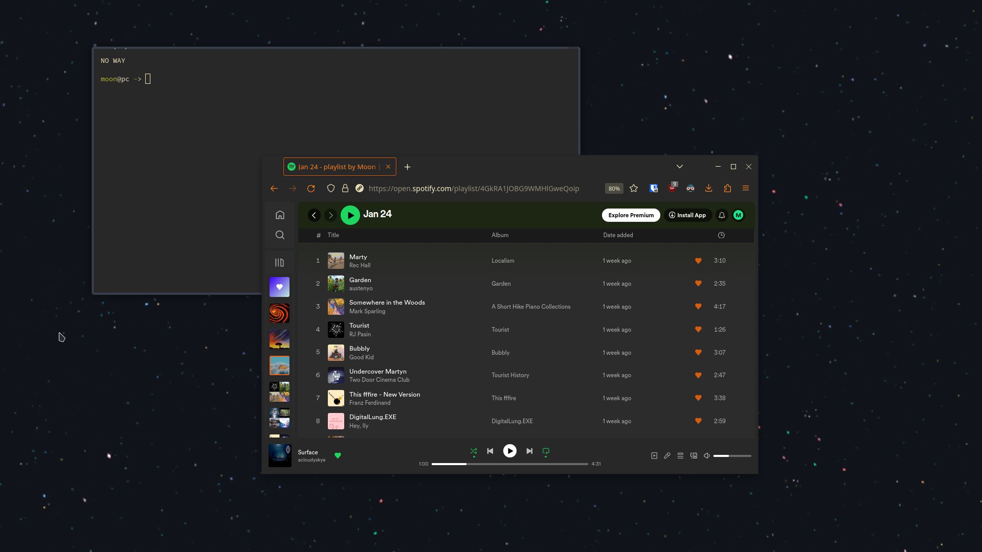 Screenshot of spotify minimalist gruvbox orange