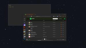 Screenshot of spotify minimalist gruvbox orange