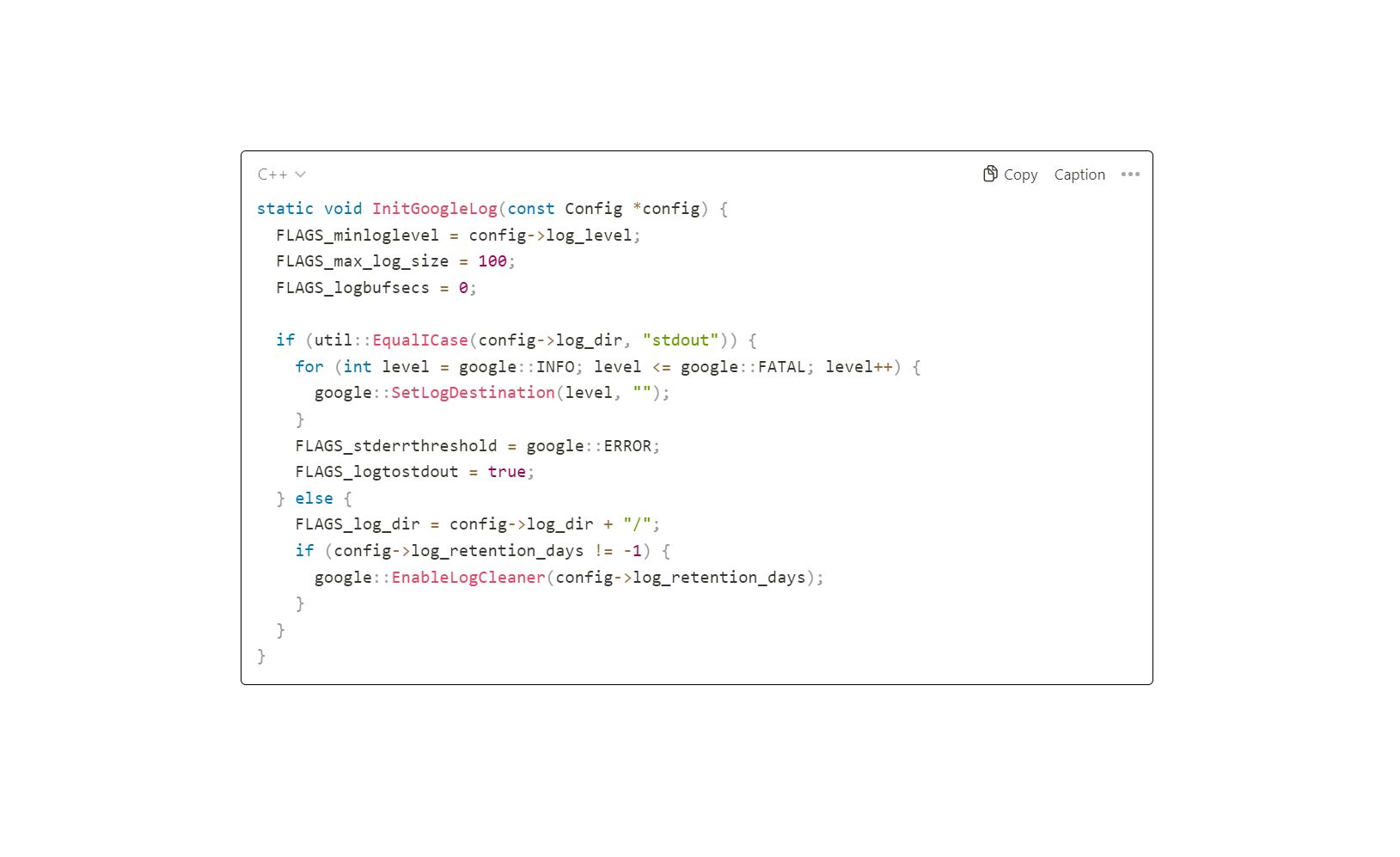 Screenshot of Notion code block beautify