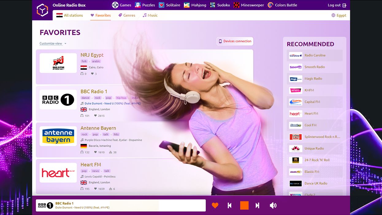 Screenshot of onlineradiobox.com