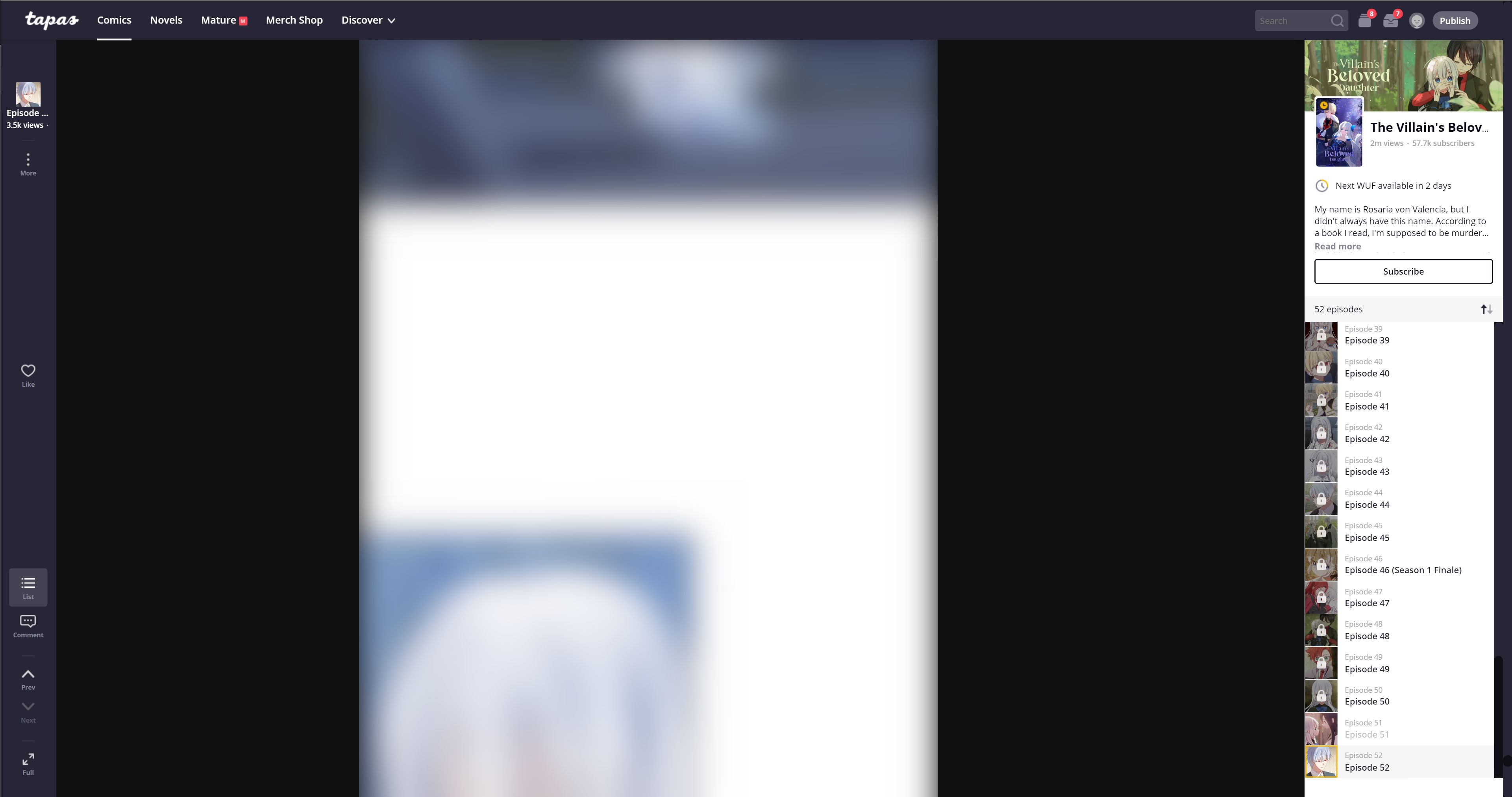 Screenshot of Tapas Left Sidebar & Darkmode