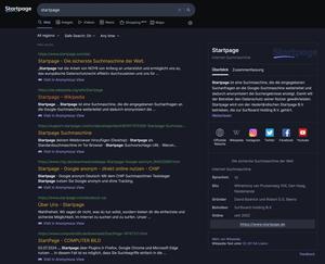 Screenshot of Startpage Dark Theme Visible Titles