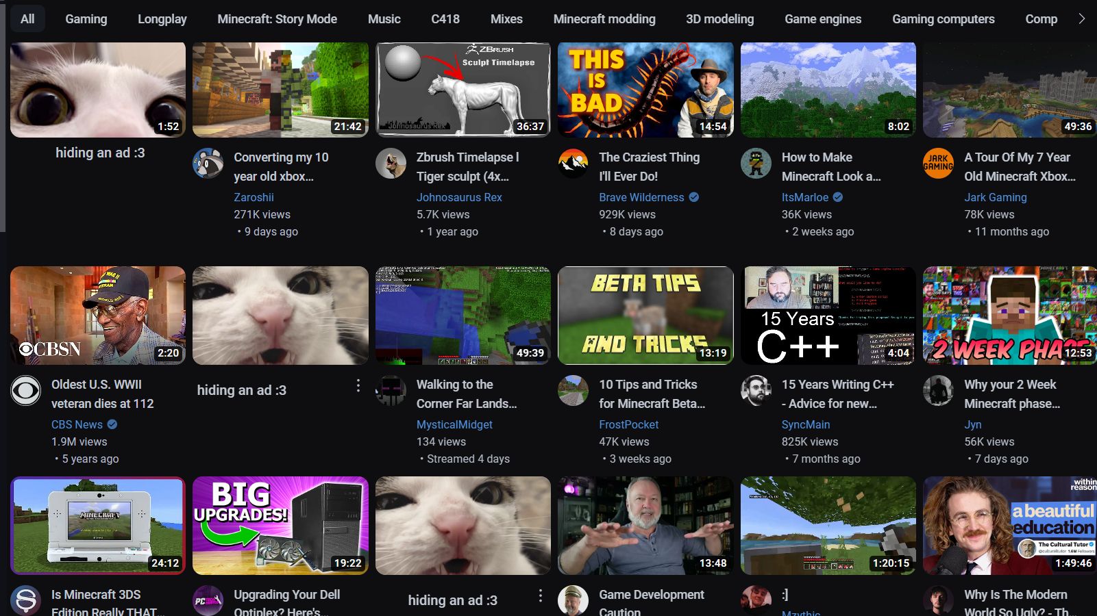 Screenshot of NO YOUTUBE ADS IN FEED(replaces with cat)