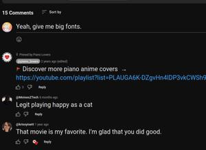Screenshot of Bigger YouTube comment fonts