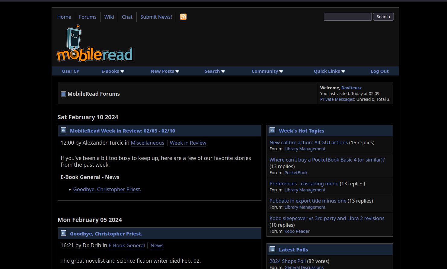 Screenshot of MobileRead.com Black Blue