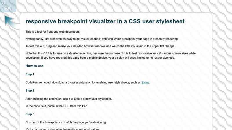 Screenshot of CSS Breakpoint Visualizer