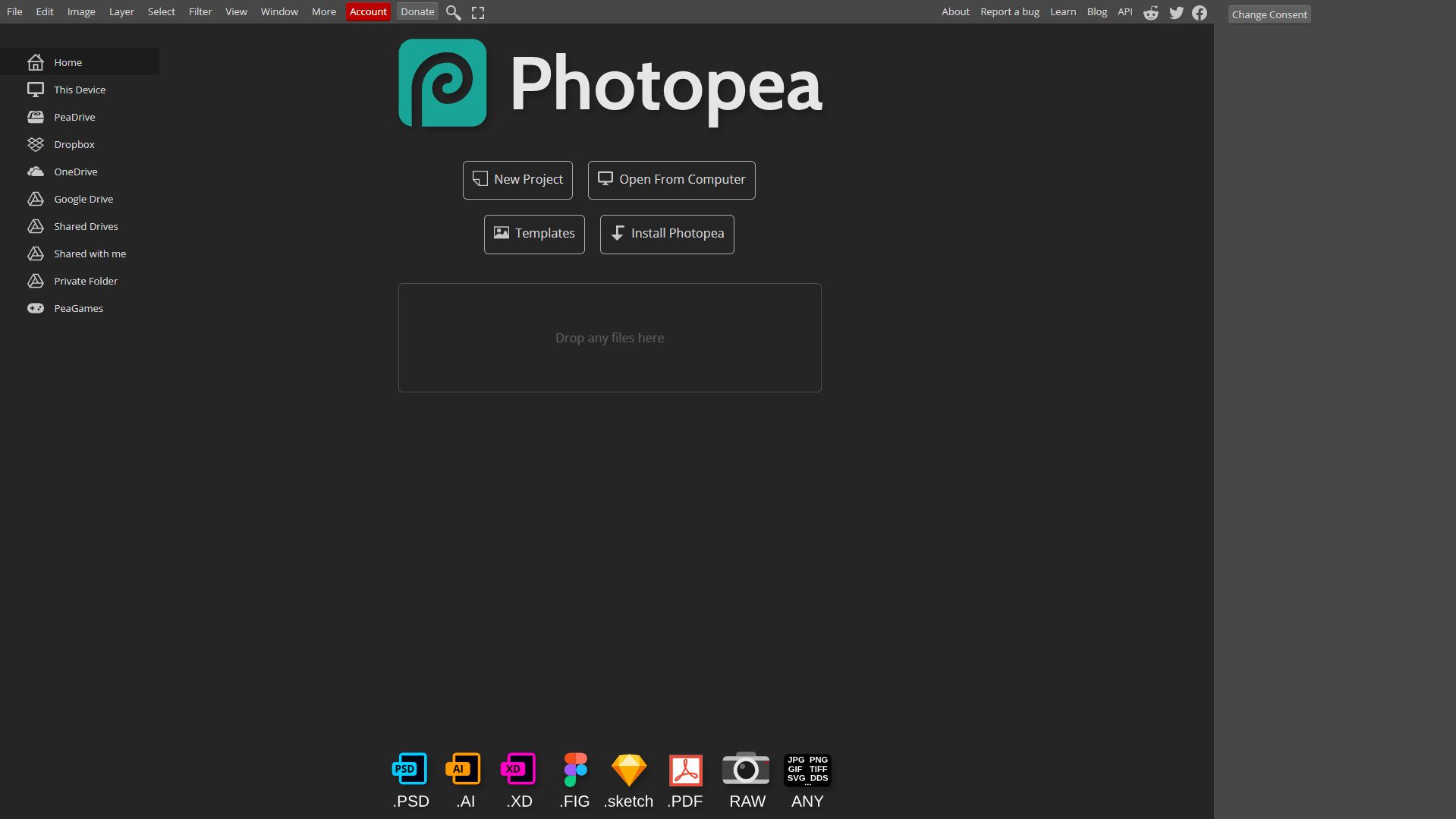 Screenshot of photopea.com - no ads