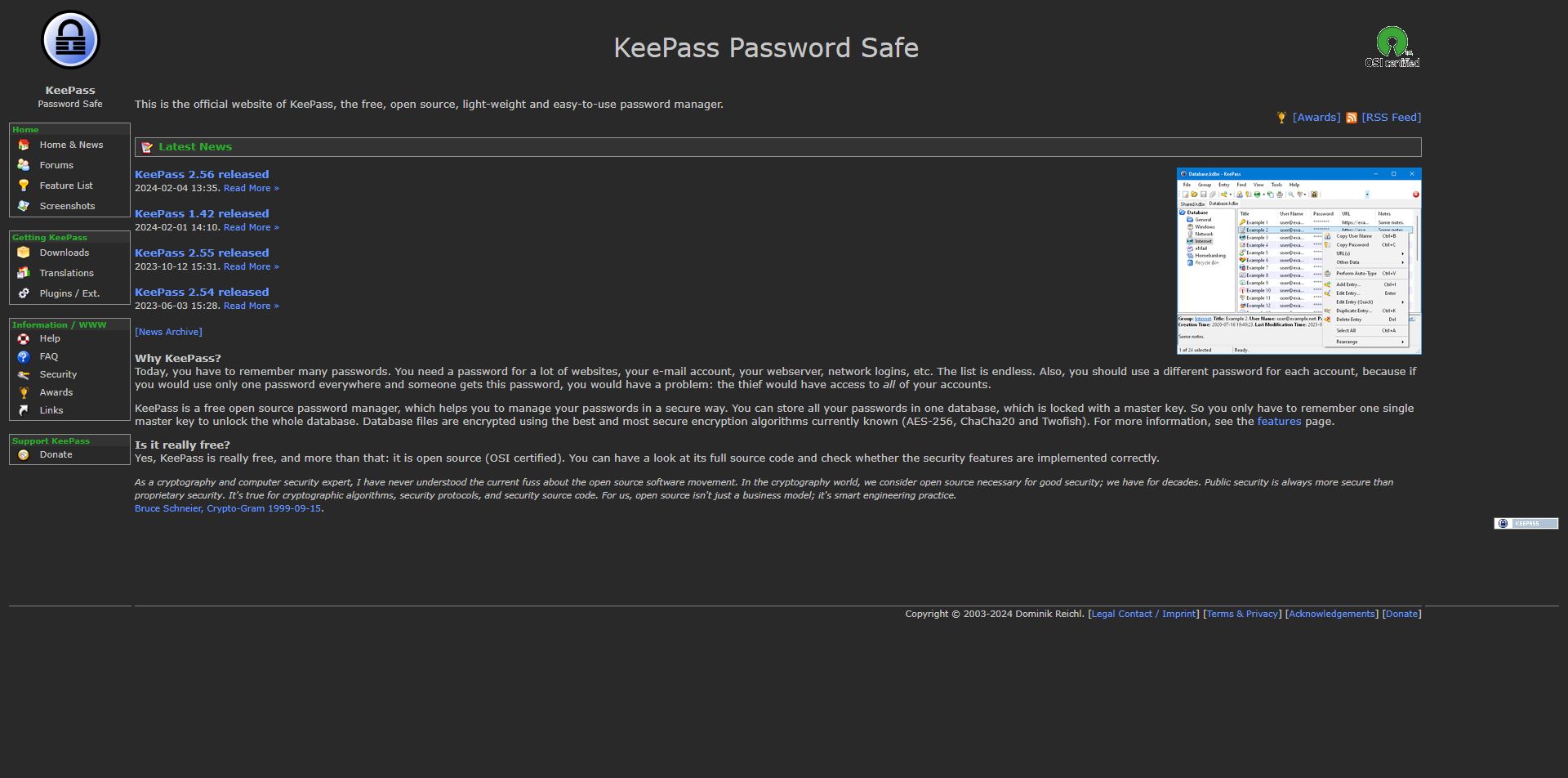 Screenshot of Keepass Dark Mode