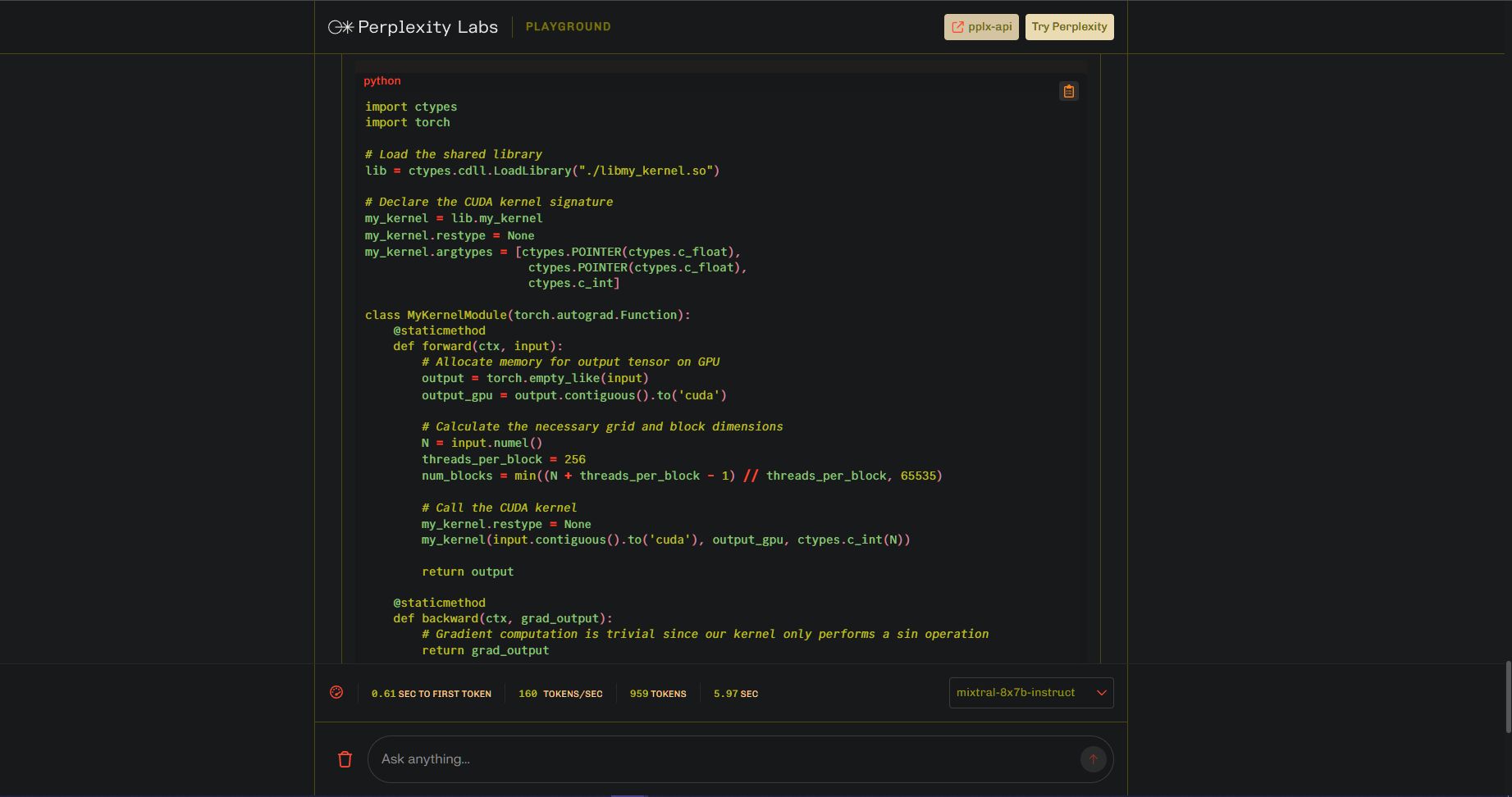 Screenshot of Perplexity Labs Gruvbox Dark Theme