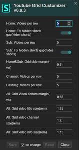 Screenshot of Youtube Grid Customizer