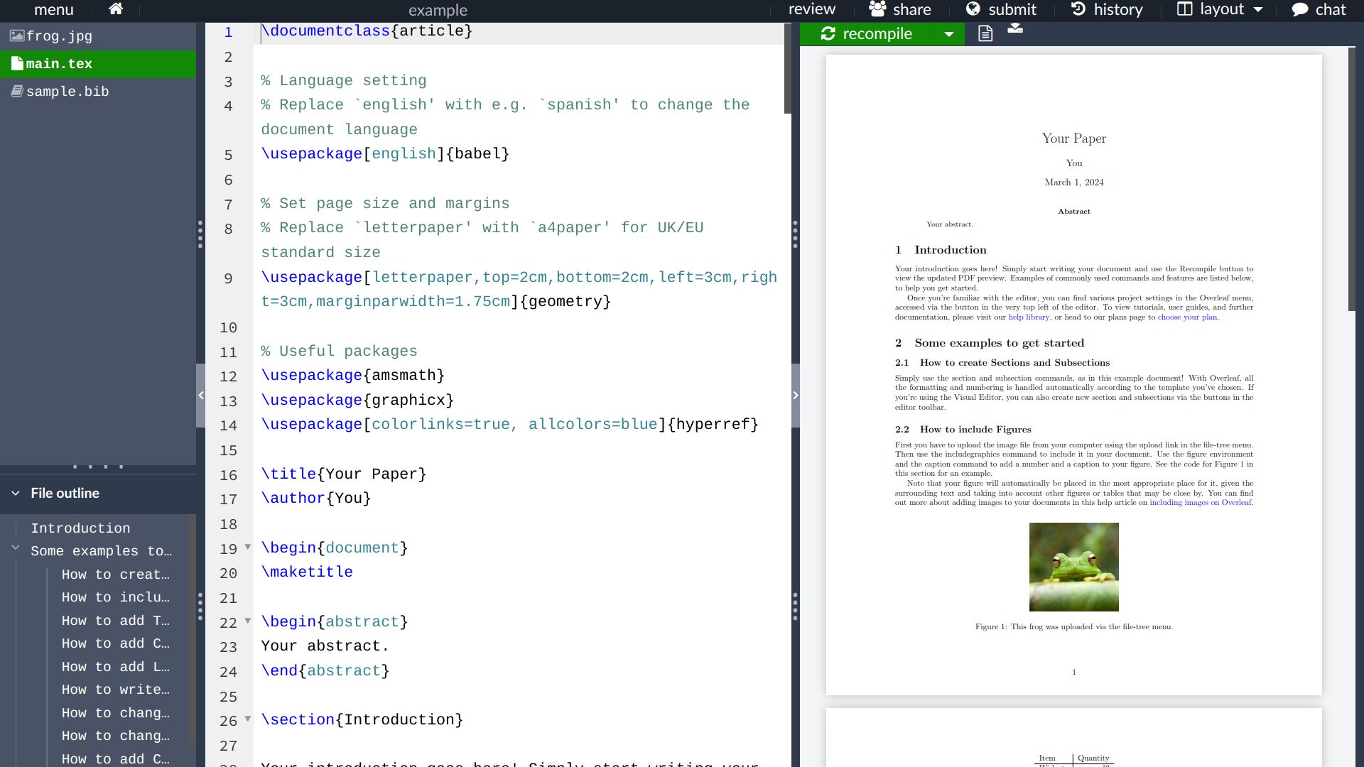 Screenshot of overleaf-clean