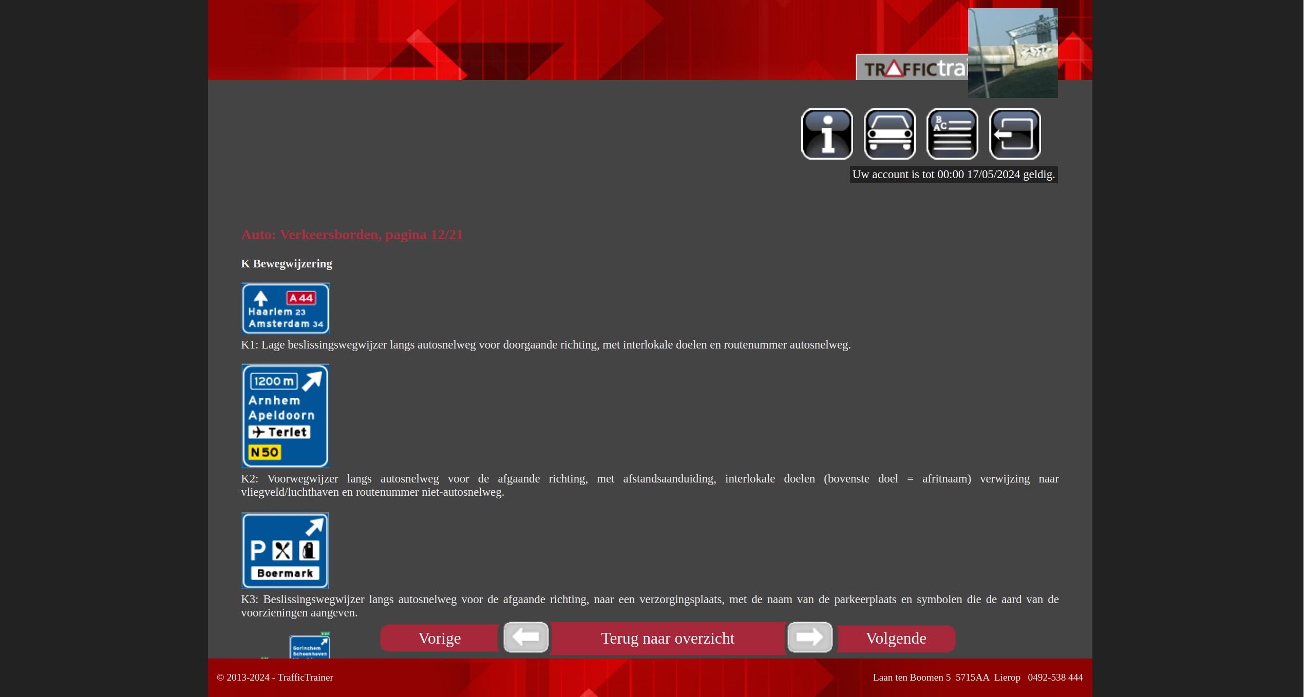 Screenshot of traffictrainer.nl - dark theme