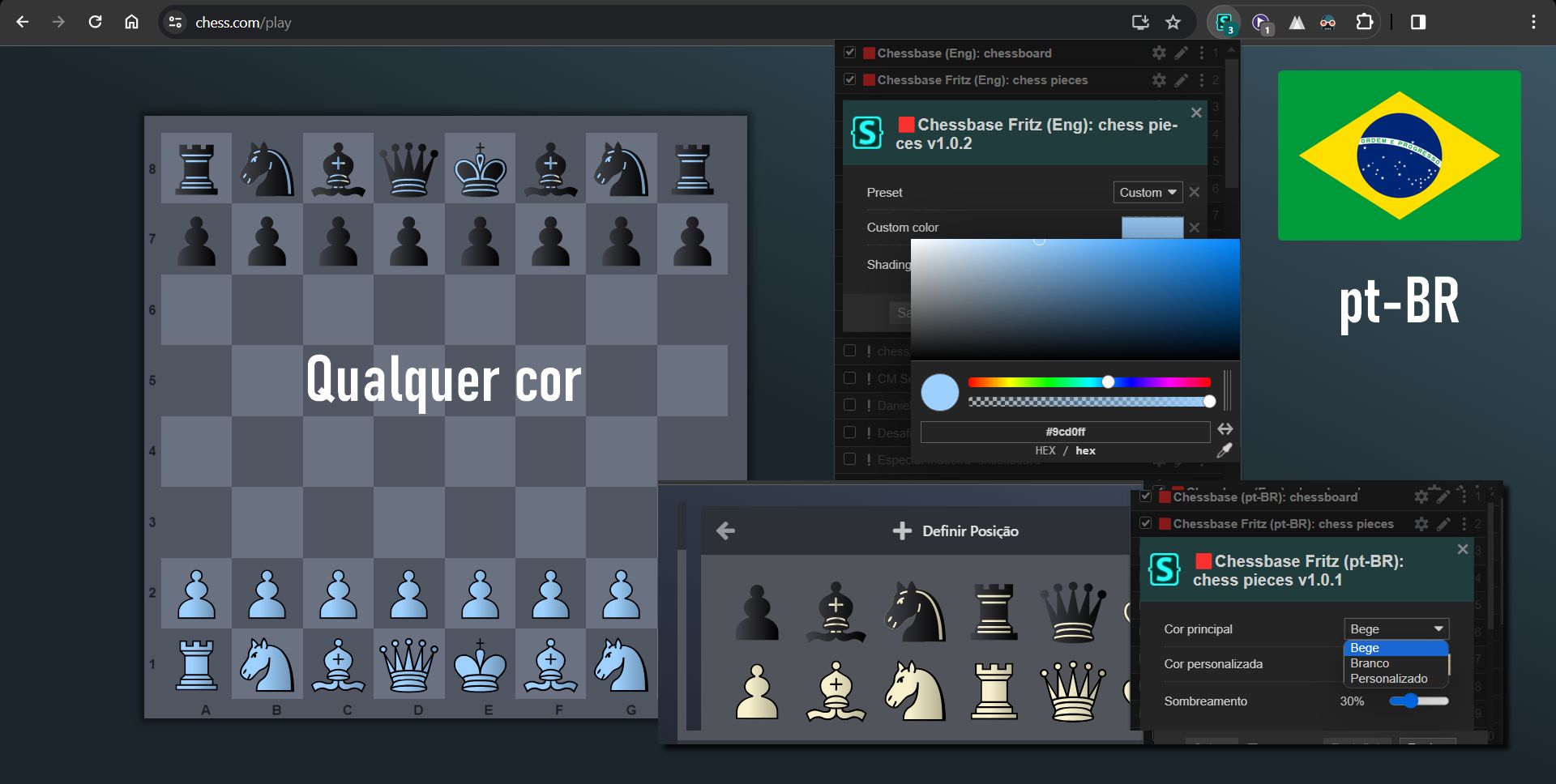 Screenshot of Chessbase Fritz (pt-BR): chess pieces