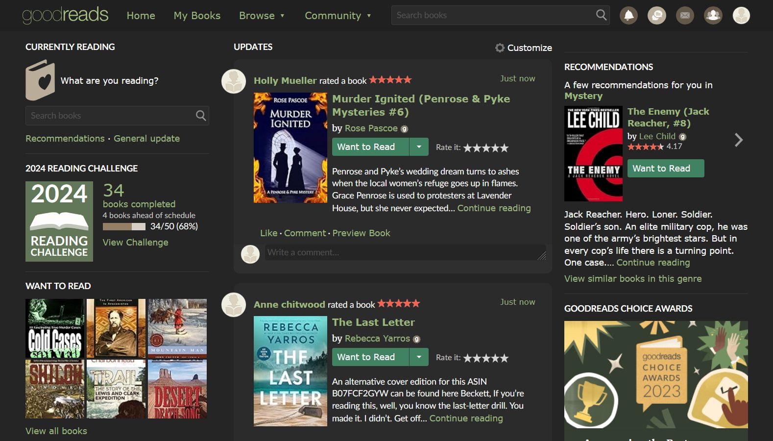 Screenshot of Goodreads Olivine