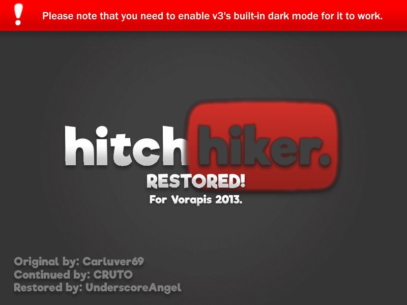 Screenshot of YouTube "Hitchhiker" 2014 Dark RESTORED!