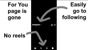 Screenshot of less distracting instagram mobile