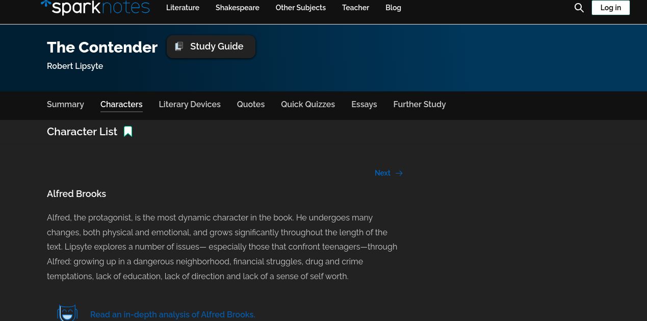 Screenshot of DarkSpark (Sparknotes Dark Theme)