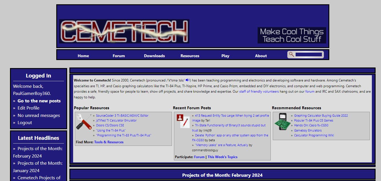 Screenshot of Cemetech Simple (Blue)