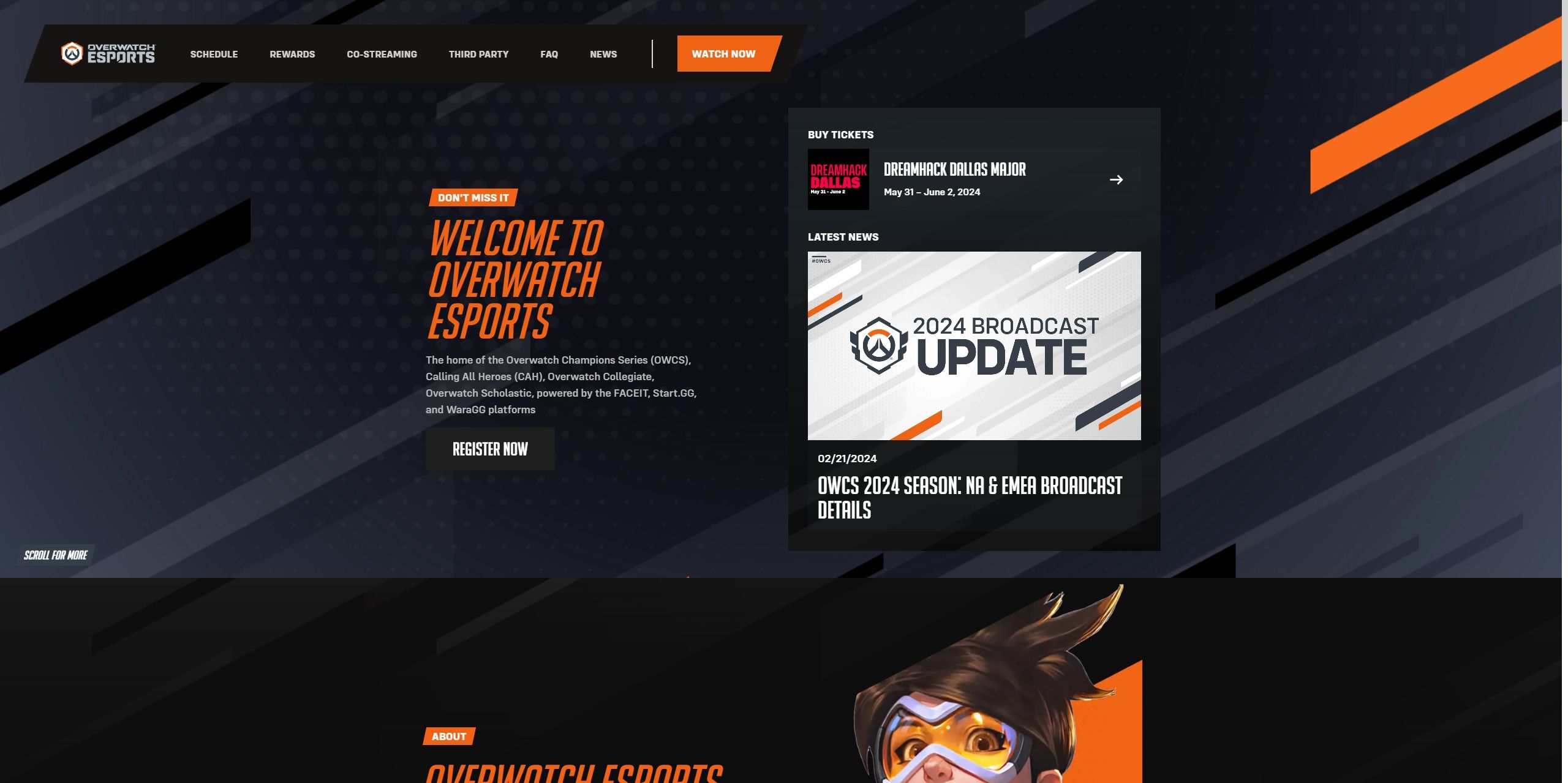 Screenshot of Overwatch Esports - Dark Mode