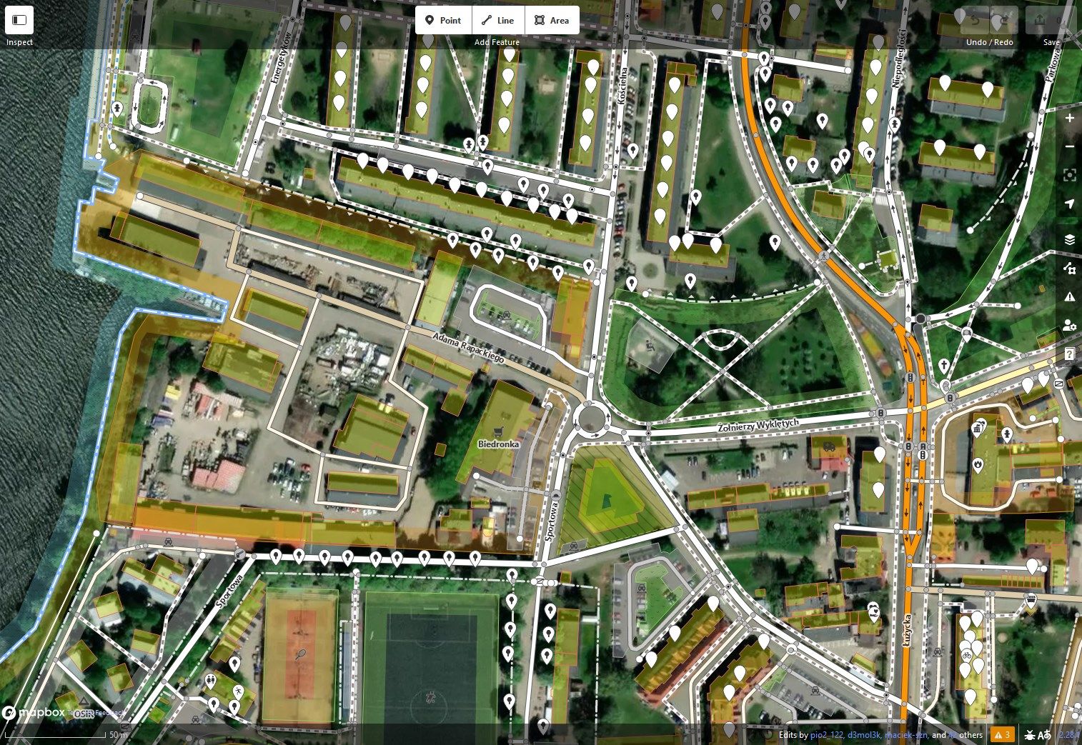 Screenshot of OpenStreetMap.org colorblind friendlier