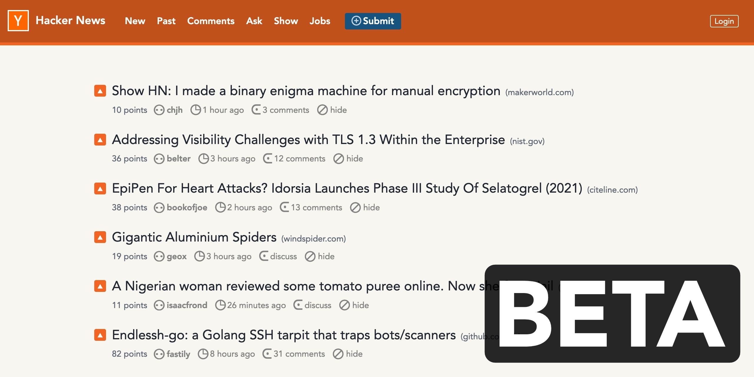 Screenshot of Modern & Friendly Hacker News (BETA)