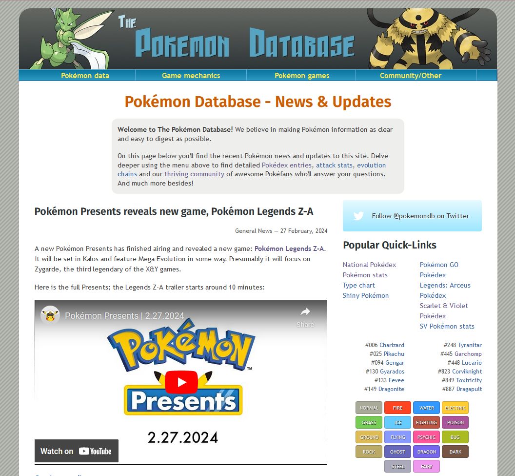 Screenshot of OLD POKEMONDB THEME