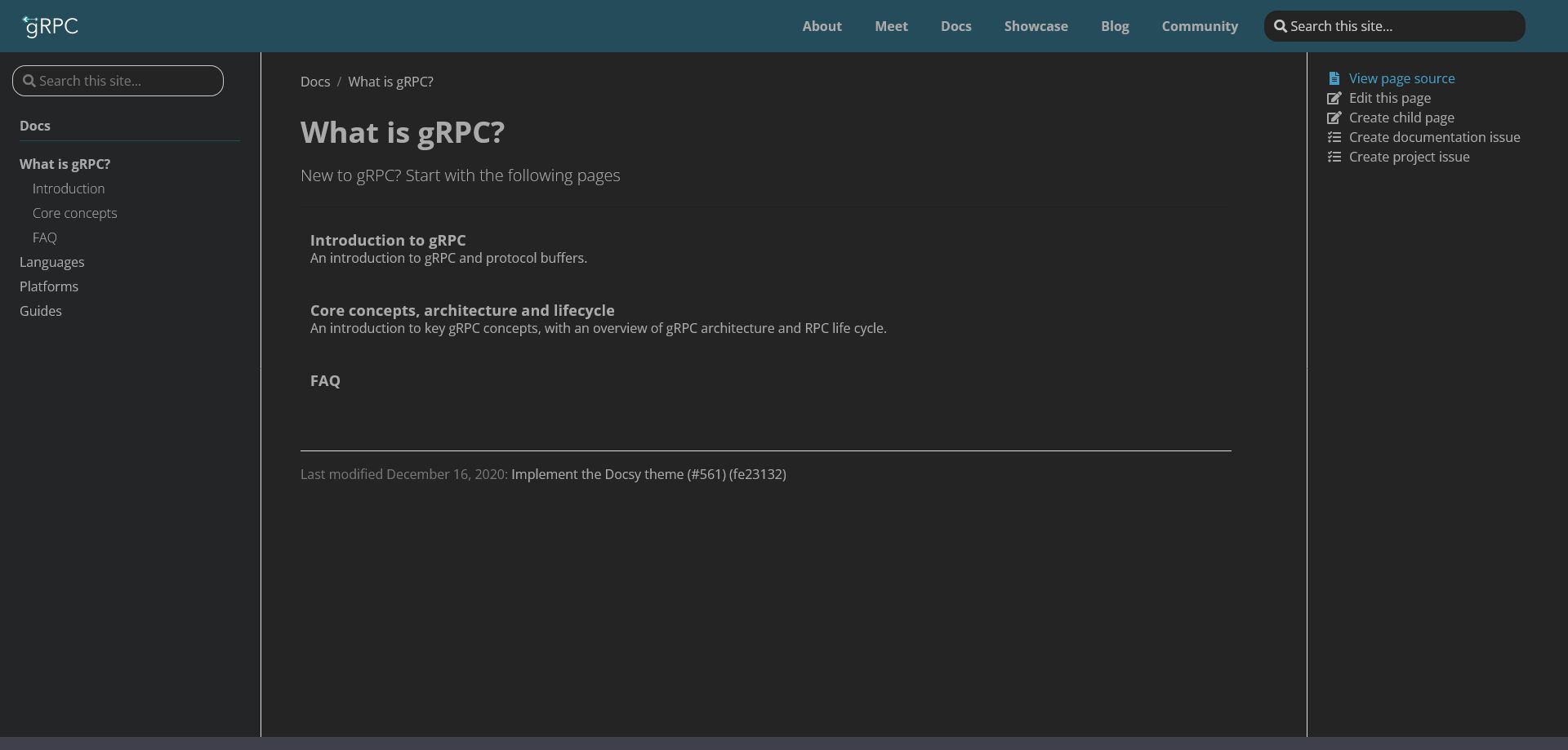 Screenshot of grpc.io - darkmode