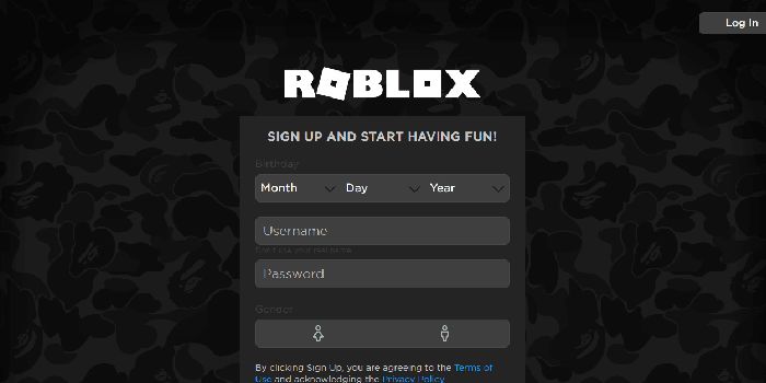 Roblox custom background for signup and login page —