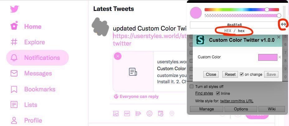 Custom Color Twitter screenshot