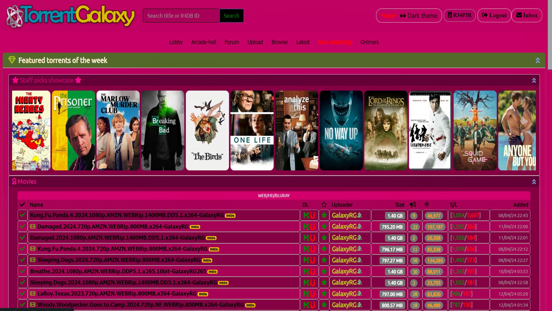 Screenshot of TGx P1NK